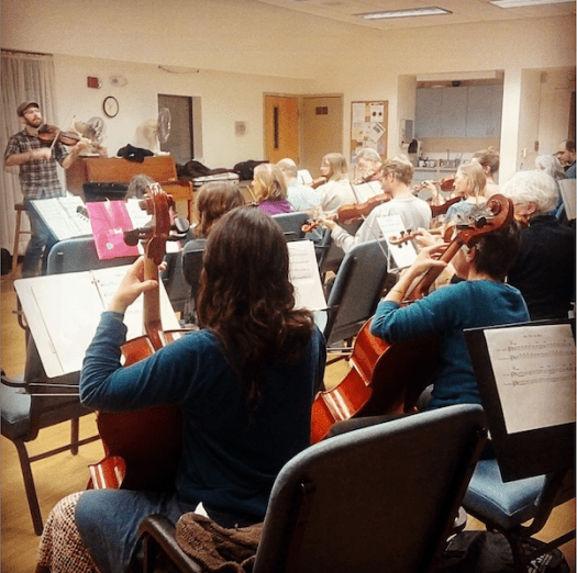 Finger Lakes Fiddle Orchestra practice 2019